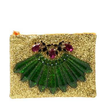 Pre Owned Mawi Gold Glitter Acrylic Perspex Clutch