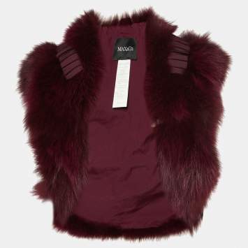 Pre Owned Max&Co. Burgundy Fox Fur Short Vest M