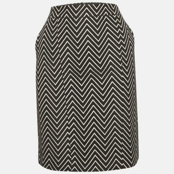 Pre Owned Max & Co. Black/White Chevron Patterned knit Short Skirt M