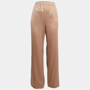 Pre Owned Max Mara Brown Satin Loose Fit Pants XL