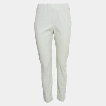 Pre Owned Max Mara Grey Faux Leather Skinny Pants M