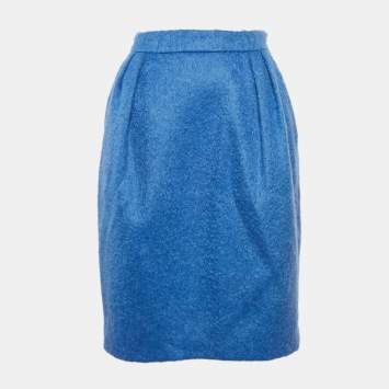 Pre Owned Max Mara Blue Mohair Wool Turchia Skirt M