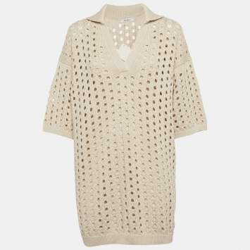Pre Owned Max Mara Beige Knit Cut-Out Urna Mini Dress M