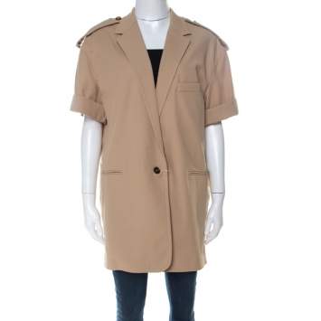 Pre Owned Max Mara Beige Cotton Half Sleeve Mayaka Jacket L 