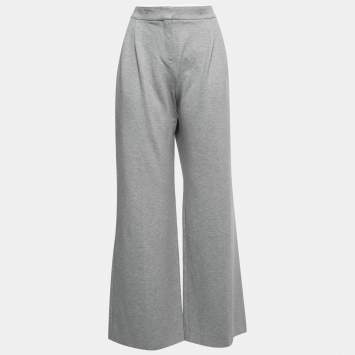 Pre Owned Max Mara Grey Jersey Wide Leg Pants L