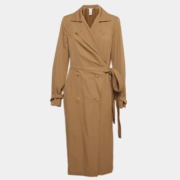 Pre Owned Max Mara Brown Double Breasted Trench Coat L
