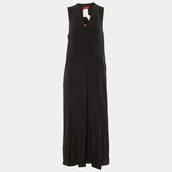 مملوكة مسبقًا Max Mara Studio Black Silk Balzac Maxi Dress M