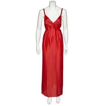 Pre Owned Max Mara Studio Red Ramie & Silk Sleeveless Maxi Dress L 