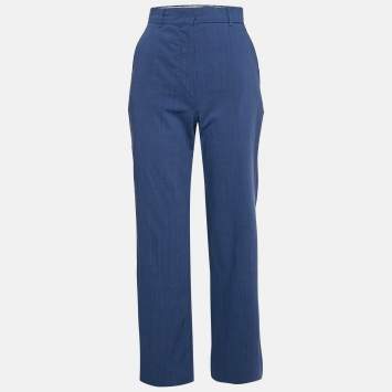 Max Mara Studio Blue Wool Straight Fit Trousers XS/Waist 27.5"