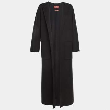 Max Mara Studio Black Wool Open Front Coat M