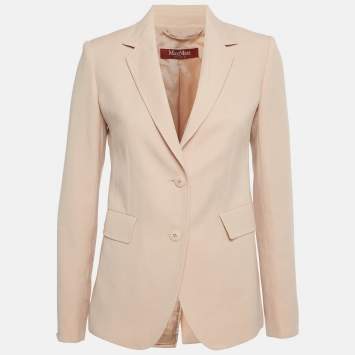 Pre Owned Max Mara Studio Pink Wool Regular Fit Blazer S