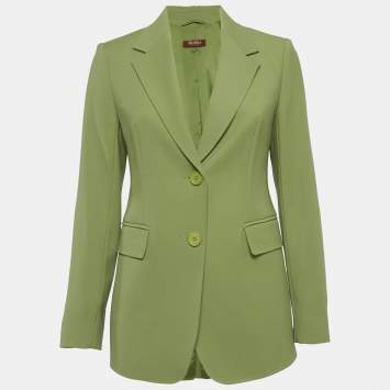 Pre Owned Max Mara Studio Green Gabardine Blazer S