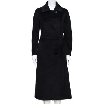 Pre Owned Max Mara Studio Black Wool Belted Didone Coat S 