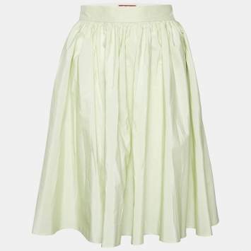 Pre Owned Max Mara Studio Light Green Cotton & Silk Mini Skirt S