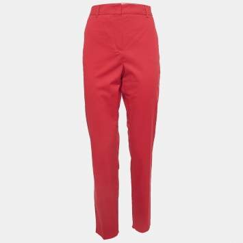 Max Mara Studio Red Gabardine Regular Fit Trousers L