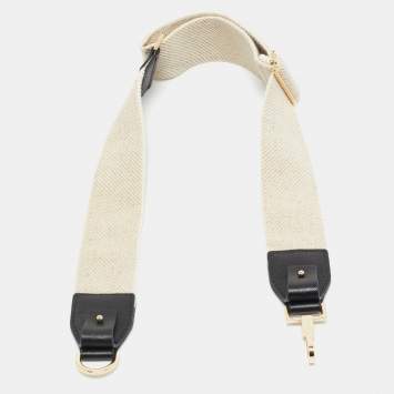 Pre Owned Max Mara Beige/Black Canvas and Leather Shoulder Bag Strap