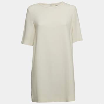 Pre Owned Max Mara Cream Stretch Crepe Blouse L