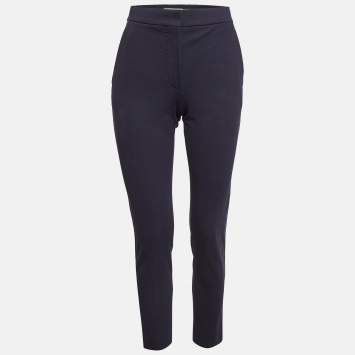 Pre Owned Max Mara Navy Blue Stretch Crepe Formal Trousers XS