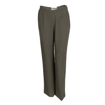 Pre Owned Max Mara Olive Green Wool High Waist Wide Leg Trousers M