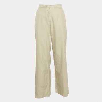 Pre Owned Max Mara Beige Cotton Blend Trousers M