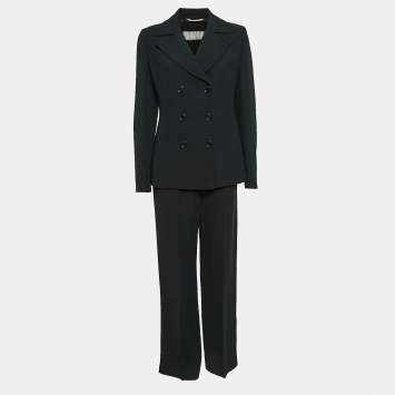 Pre Owned Max Mara Black Crepe Tailored Pants Suit M