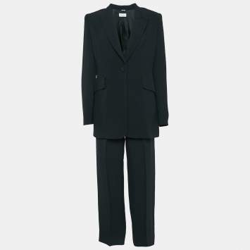 Pre Owned Pianoforte di Max Mara Black  Crepe Single Breasted Pants Suit L