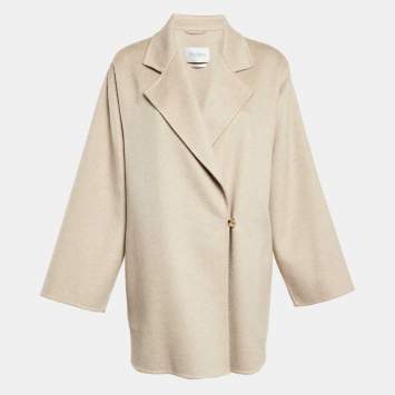 Pre Owned Max Mara Beige Cashmere Felt Kassel Short Coat S
