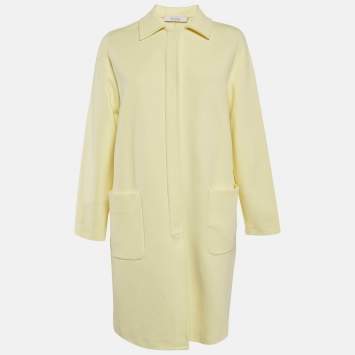 Max Mara Yellow Gabardine Single Breasted Long Coat M