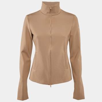 Pre Owned Max Mara Beige Jersey High Neck Zip-Up Jacket M