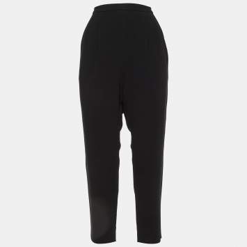 Pre Owned Max Mara Black Crepe Pleated Trousers M