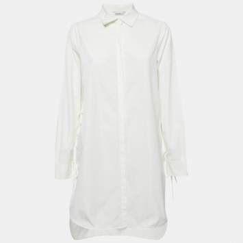 Pre Owned Max Mara White Cotton Lace-Up Shirt Dress S