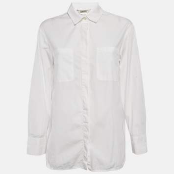 Pre Owned Max Mara White Cotton Long Sleeve Shirt M