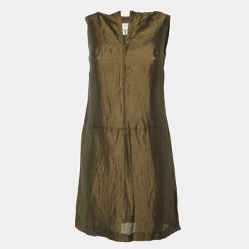 Pre Owned Max Mara Green Linen & Silk Sleeveless Dress XS