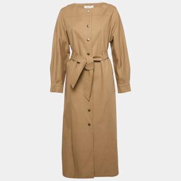 Max Mara Beige Gabardine Belted Midi Dress M