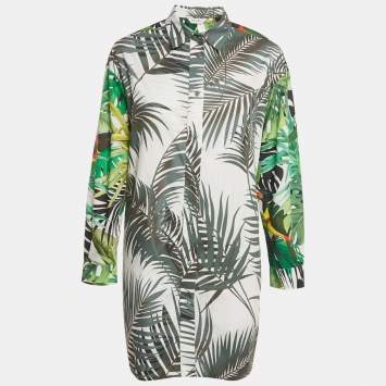Max Mara Multicolor Tropical Print Diego Oversized Shirt Dress L
