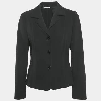 Pre Owned Max Mara Black Crepe Button Front Blazer M