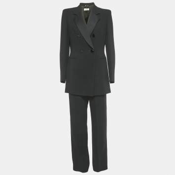 Pinanoforte di Max Mara Black Crepe Double Breasted Suit M