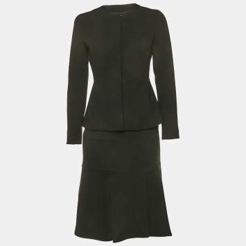 Max Mara Black Crepe Skirt Suit S/XS