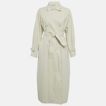 Pre Owned Max Mara Beige Linen Double Breasted Trench Coat S 