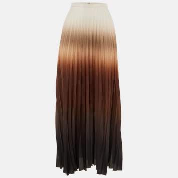 Pre Owned Max Mara Brown Ombre Plisse Maxi Skirt L