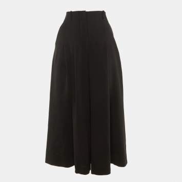 مملوكة مسبقًا Max Mara Black Crepe Pleated High Waisted Wide Leg Trousers M
