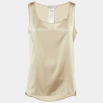 Pre Owned Max Mara Leisure Beige Silk Tank Top L