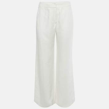 مملوكة مسبقًا Max Mara White Linen Wide Leg Trousers M