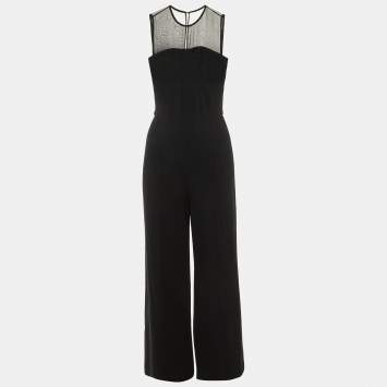 مملوكة مسبقًا Max Mara Black Crepe Wide Leg Cady Jumpsuit S 