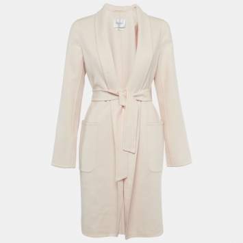 Pre Owned معطف ماكس مارا من اللباد الصوف الوردي بحزام مقاس كبير - ميديم