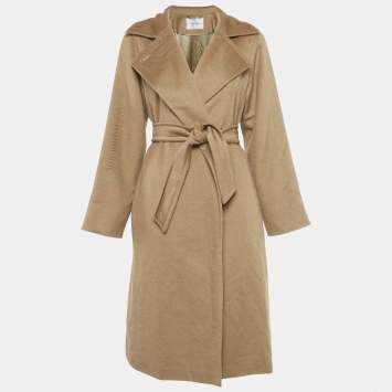 Pre Owned Max Mara Camel Brown Wool Belted Coat S 