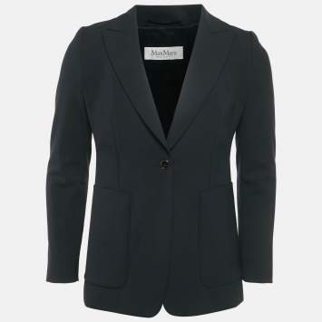 Pre Owned Max Mara Navy Blue Wool Tailored Blazer M
