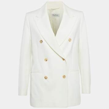 Pre Owned Max Mara White Crepe Double Breasted Blazer S