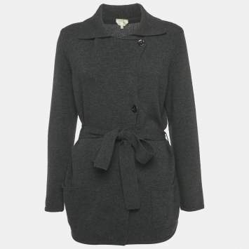 مملوكة مسبقًا Max Mara Black Wool Belted Cardigan M