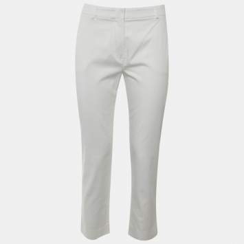 مملوكة مسبقًا بنطلون ماكس مارا قطن أبيض ساق مدببة مقاس متوسط